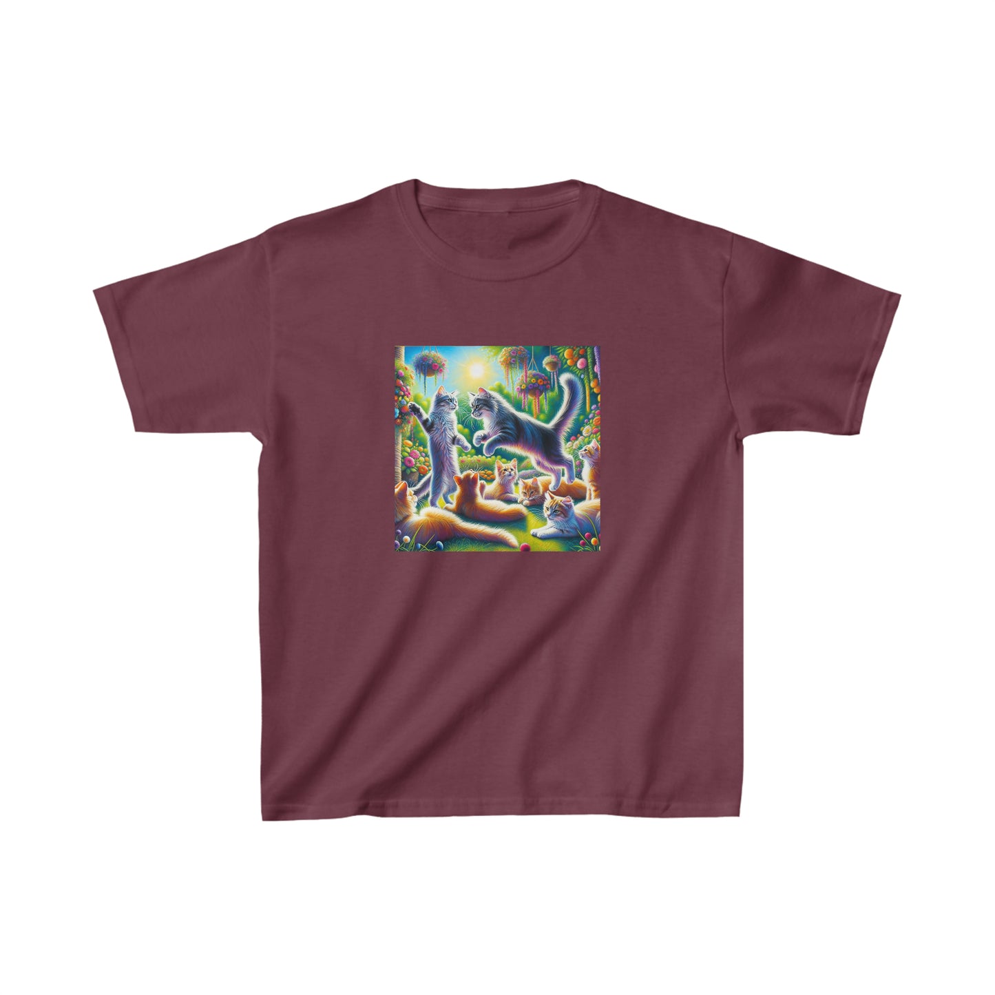 Cats playing, oil pastel, Kids Heavy Cotton™ Tee