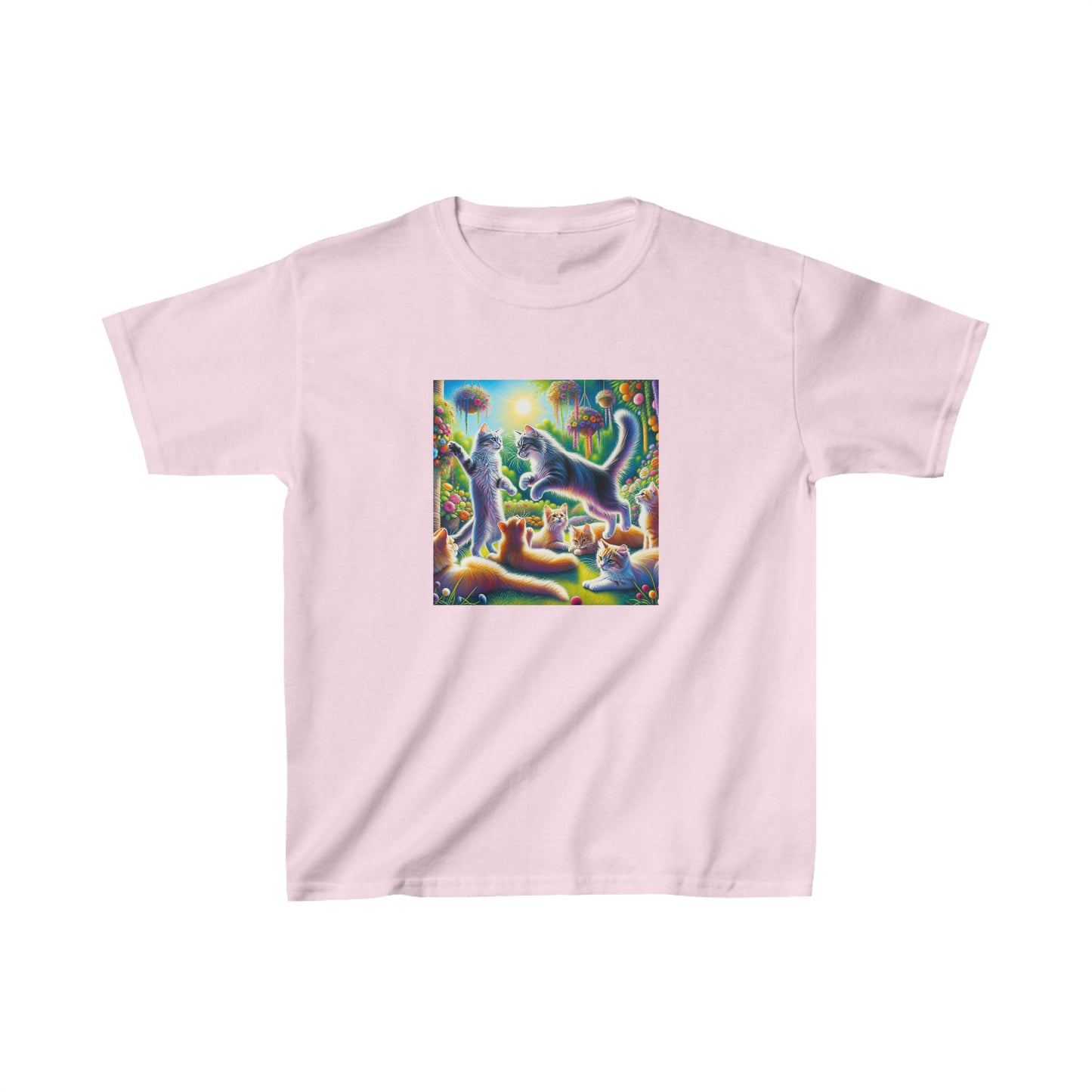 Cats playing, oil pastel, Kids Heavy Cotton™ Tee