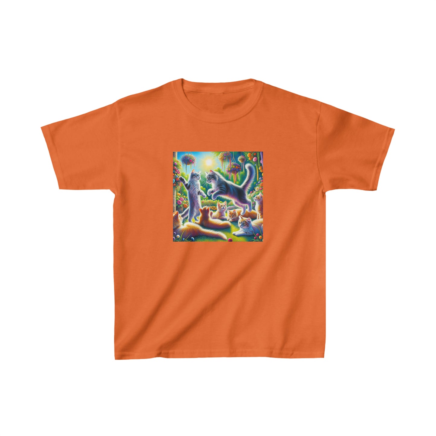 Cats playing, oil pastel, Kids Heavy Cotton™ Tee