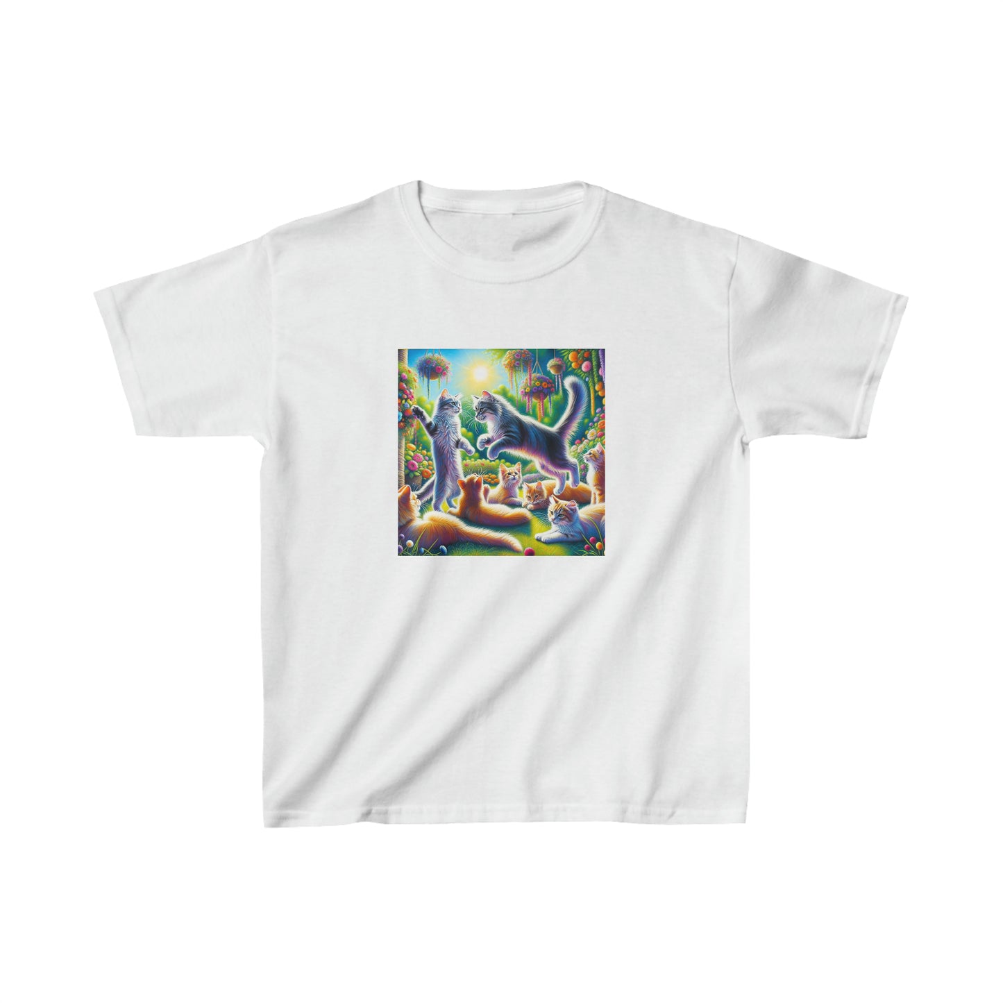 Cats playing, oil pastel, Kids Heavy Cotton™ Tee