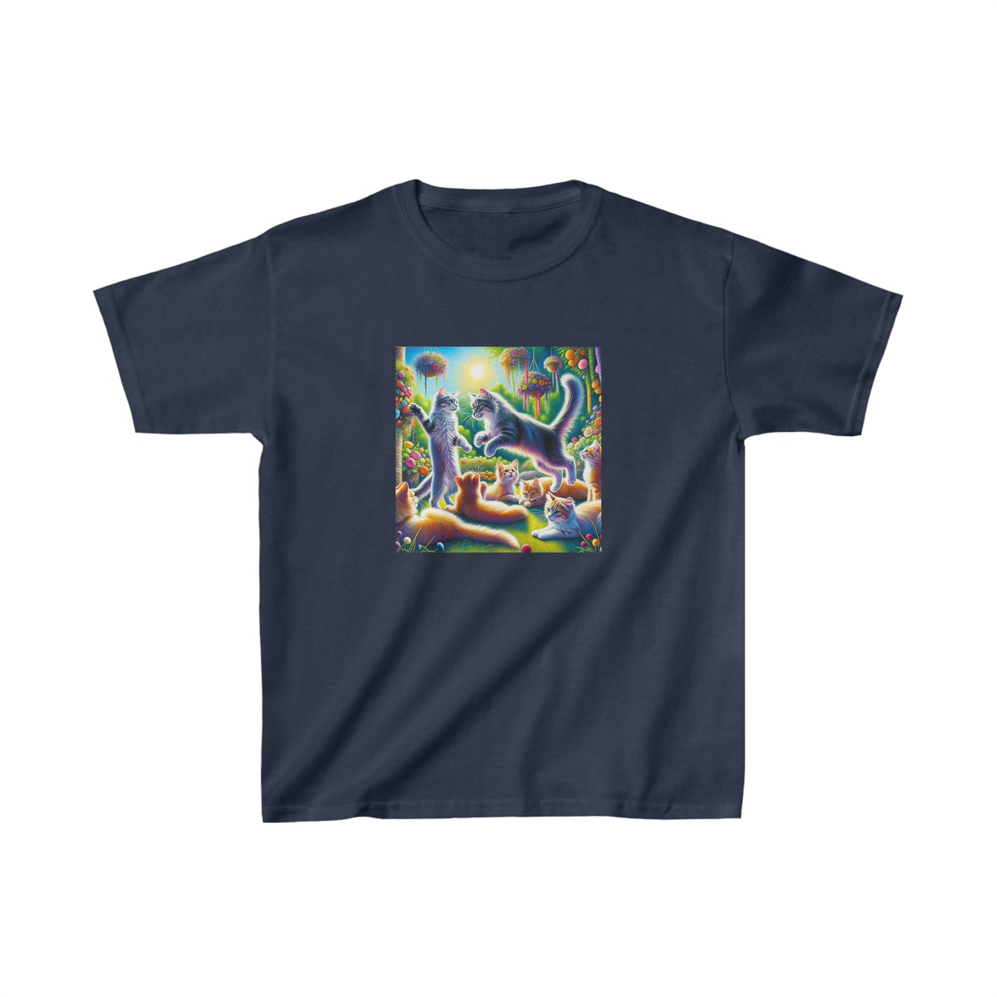 Cats playing, oil pastel, Kids Heavy Cotton™ Tee