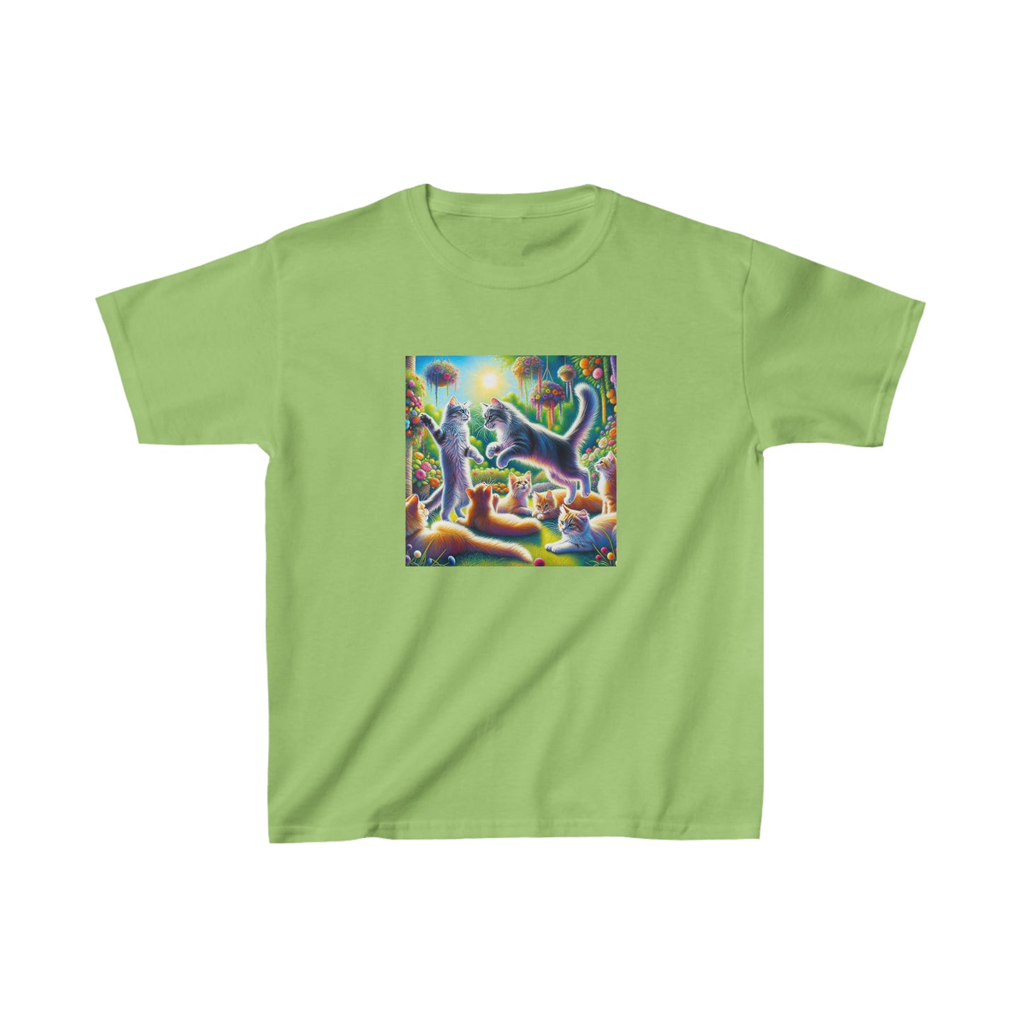 Cats playing, oil pastel, Kids Heavy Cotton™ Tee