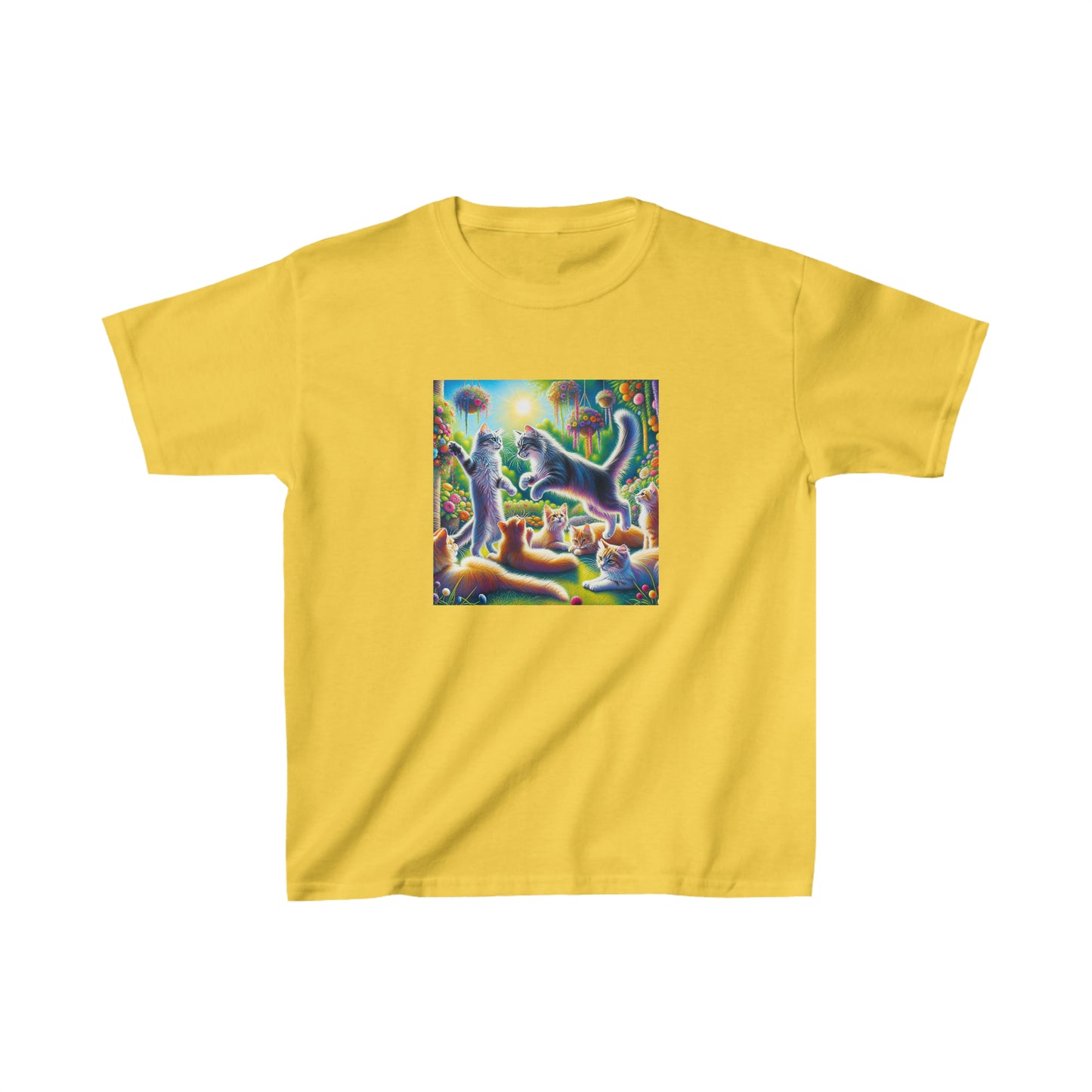 Cats playing, oil pastel, Kids Heavy Cotton™ Tee
