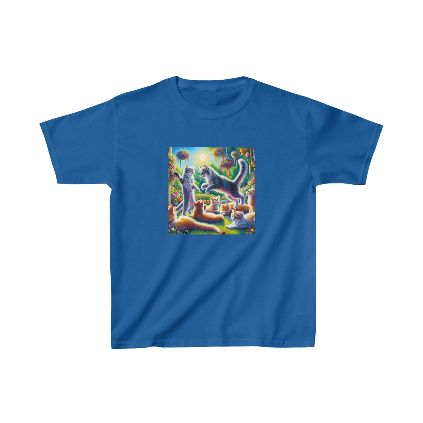 Cats playing, oil pastel, Kids Heavy Cotton™ Tee