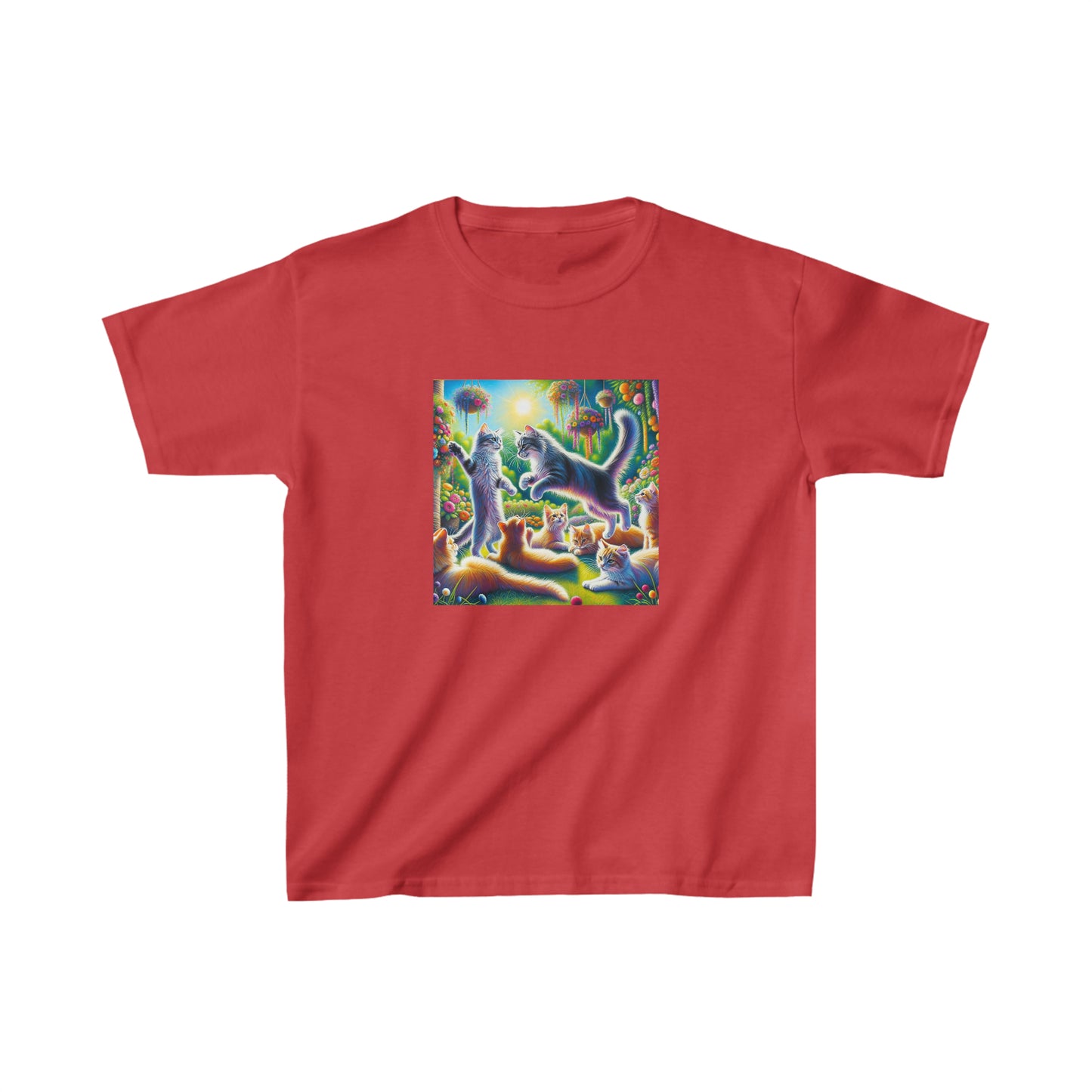 Cats playing, oil pastel, Kids Heavy Cotton™ Tee