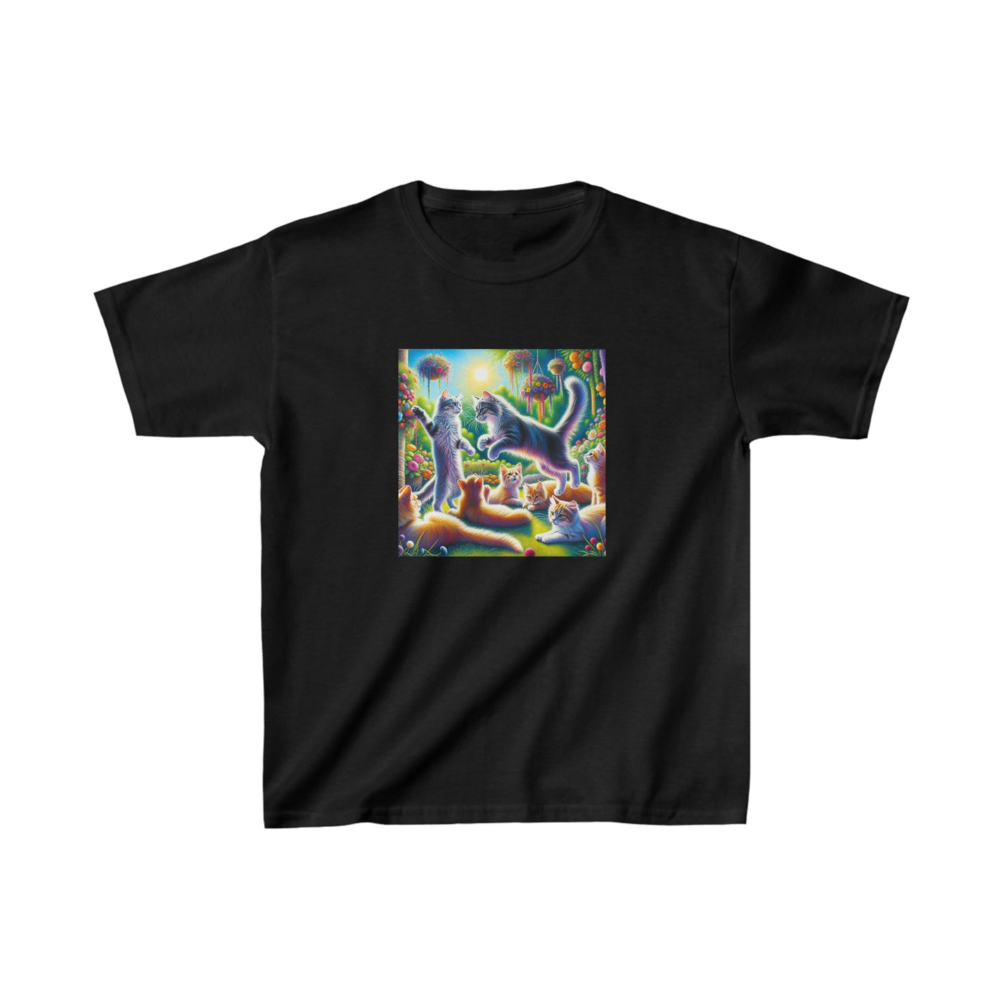 Cats playing, oil pastel, Kids Heavy Cotton™ Tee