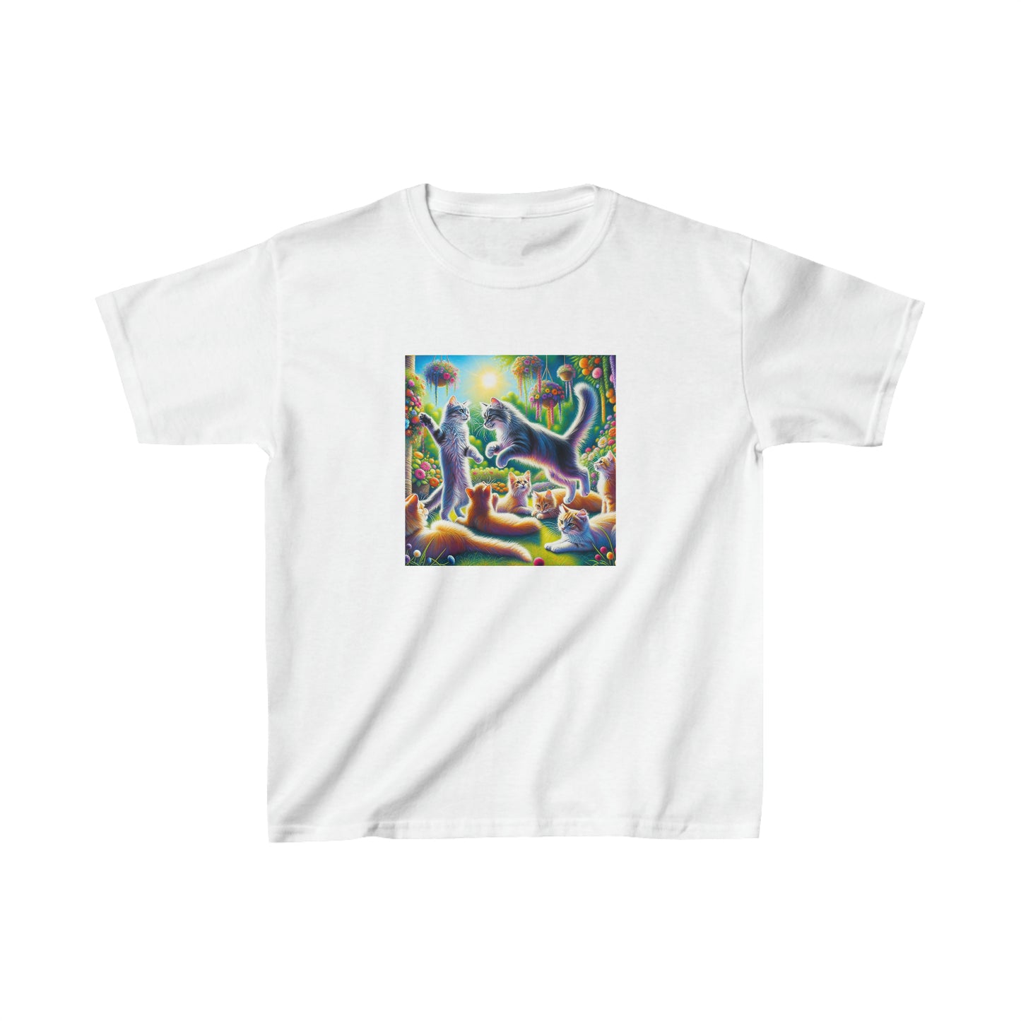 Cats playing, oil pastel, Kids Heavy Cotton™ Tee