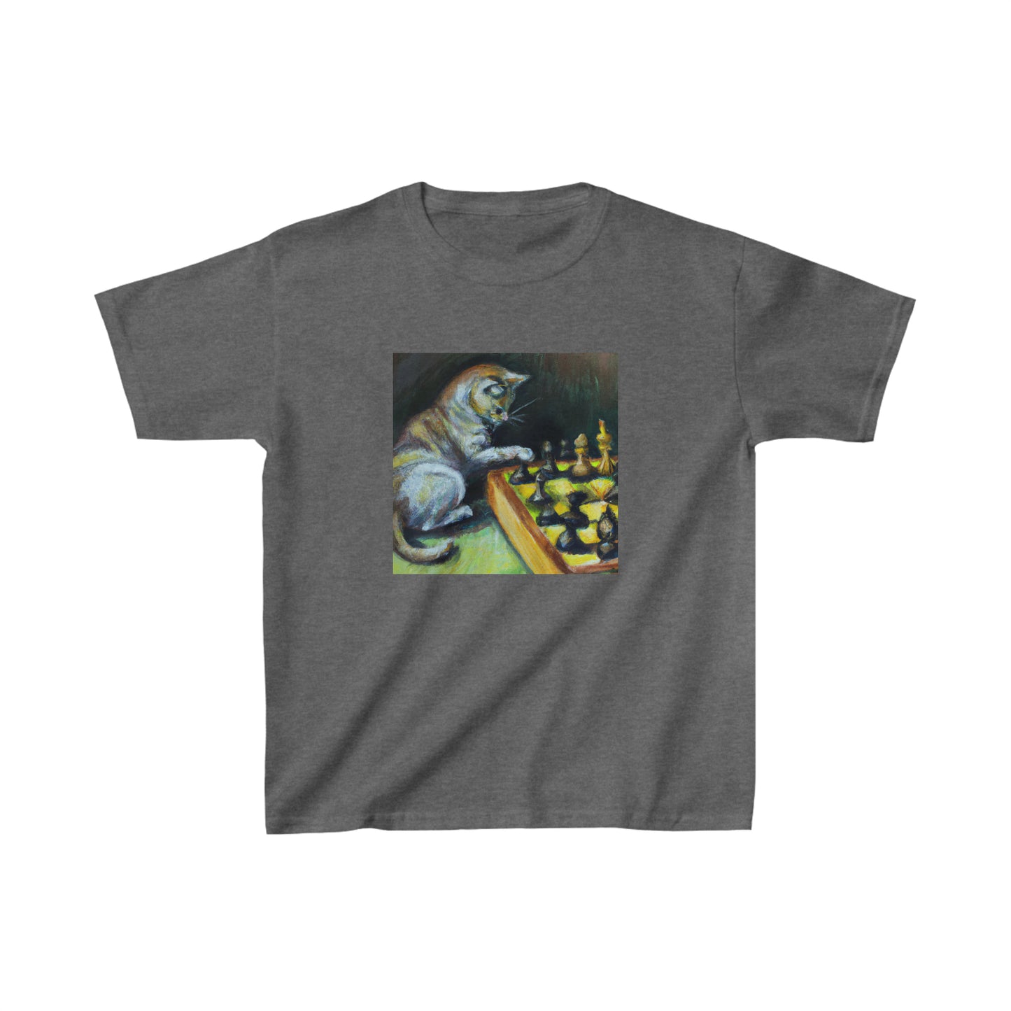 Cat playing chess, oil pastel. Kids Heavy Cotton™ Tee