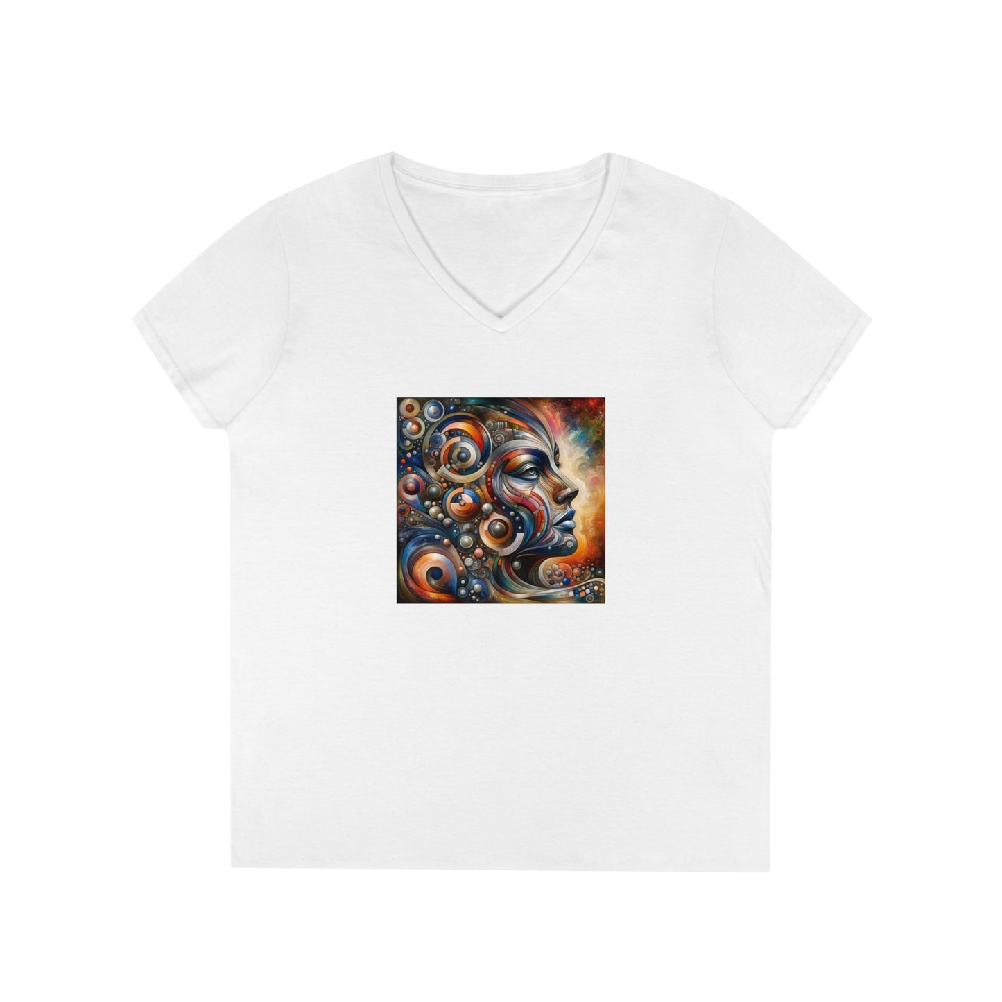Abstract realism, woman's face, Ladies' V-Neck T-Shirt