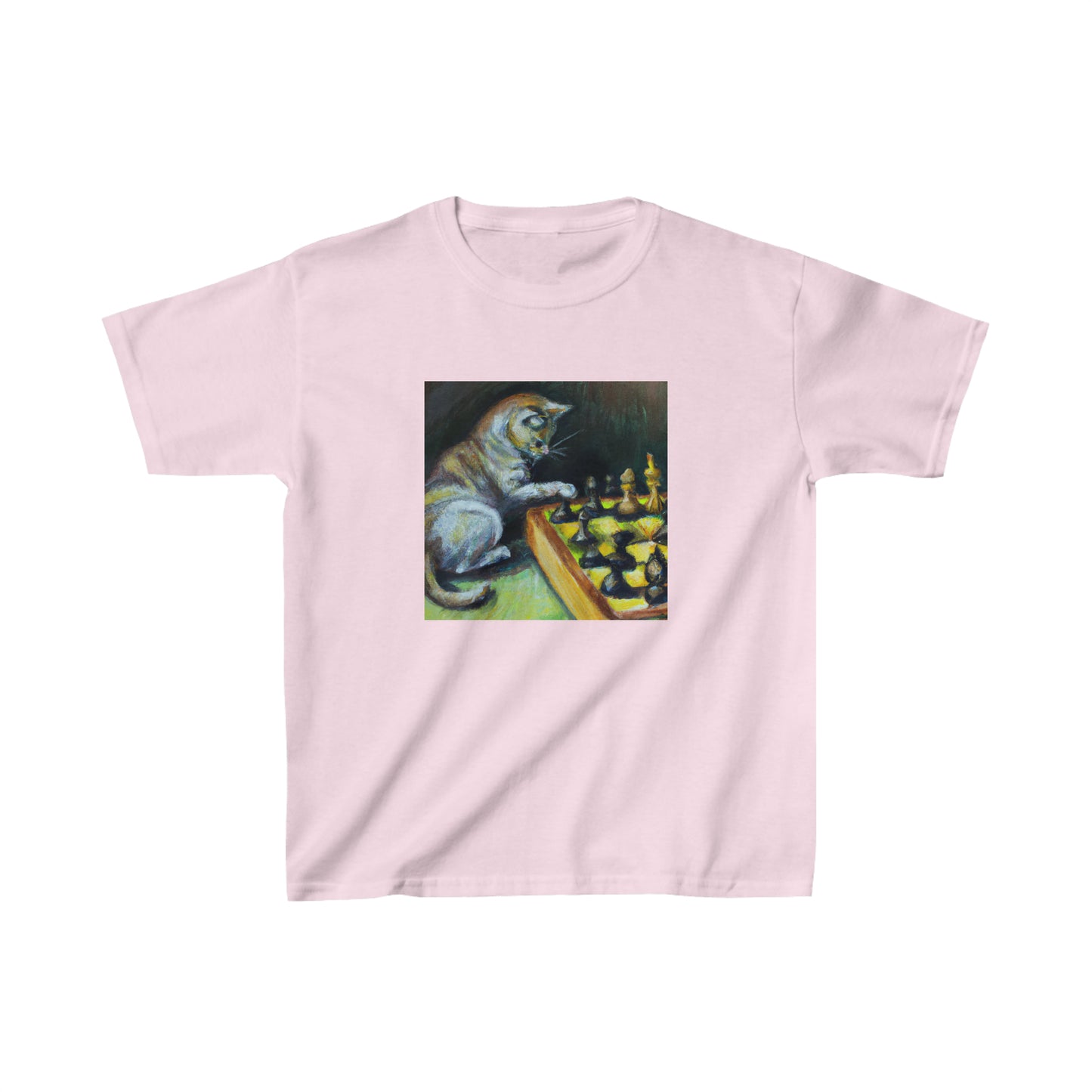 Cat playing chess, oil pastel. Kids Heavy Cotton™ Tee