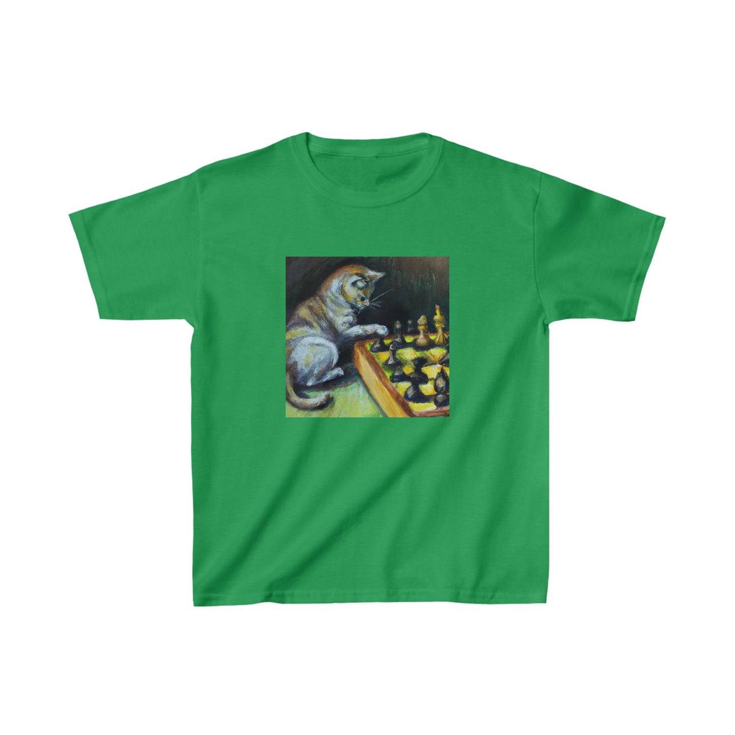 Cat playing chess, oil pastel. Kids Heavy Cotton™ Tee