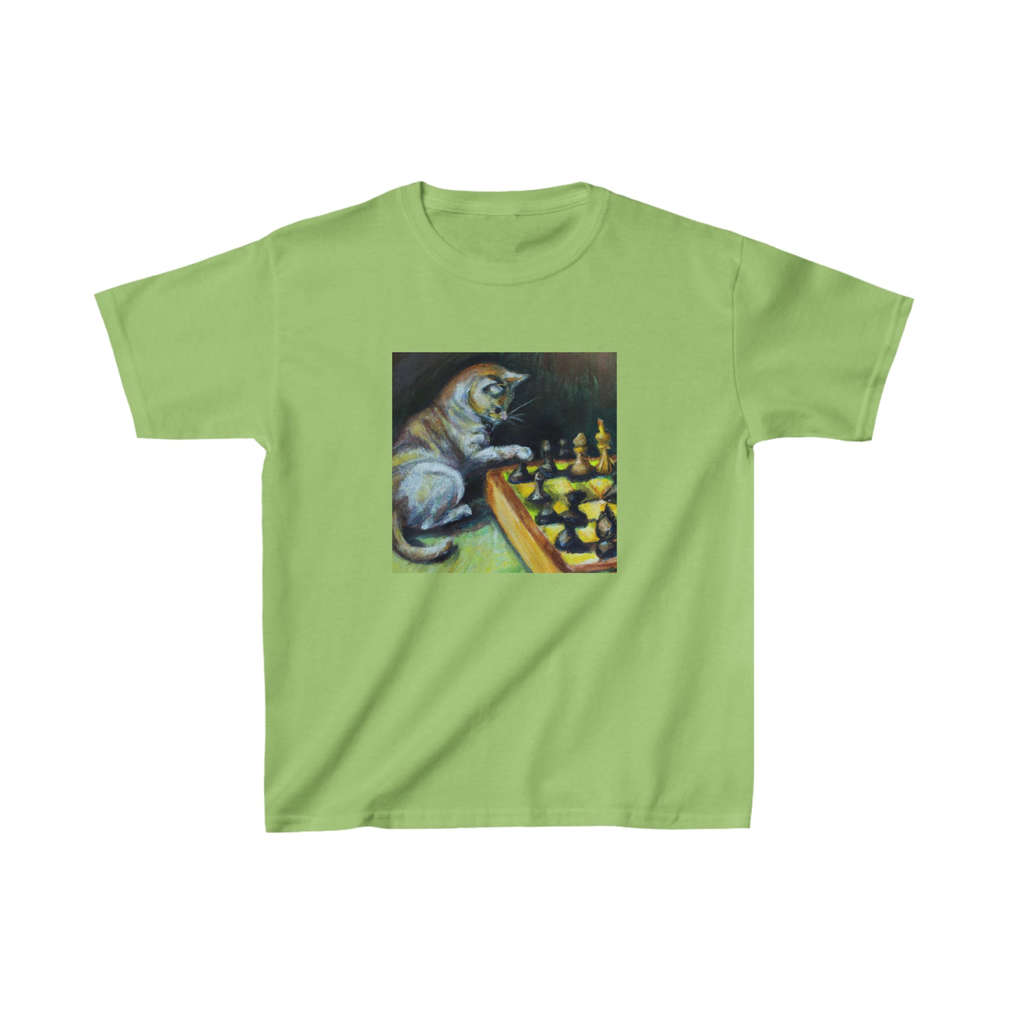 Cat playing chess, oil pastel. Kids Heavy Cotton™ Tee