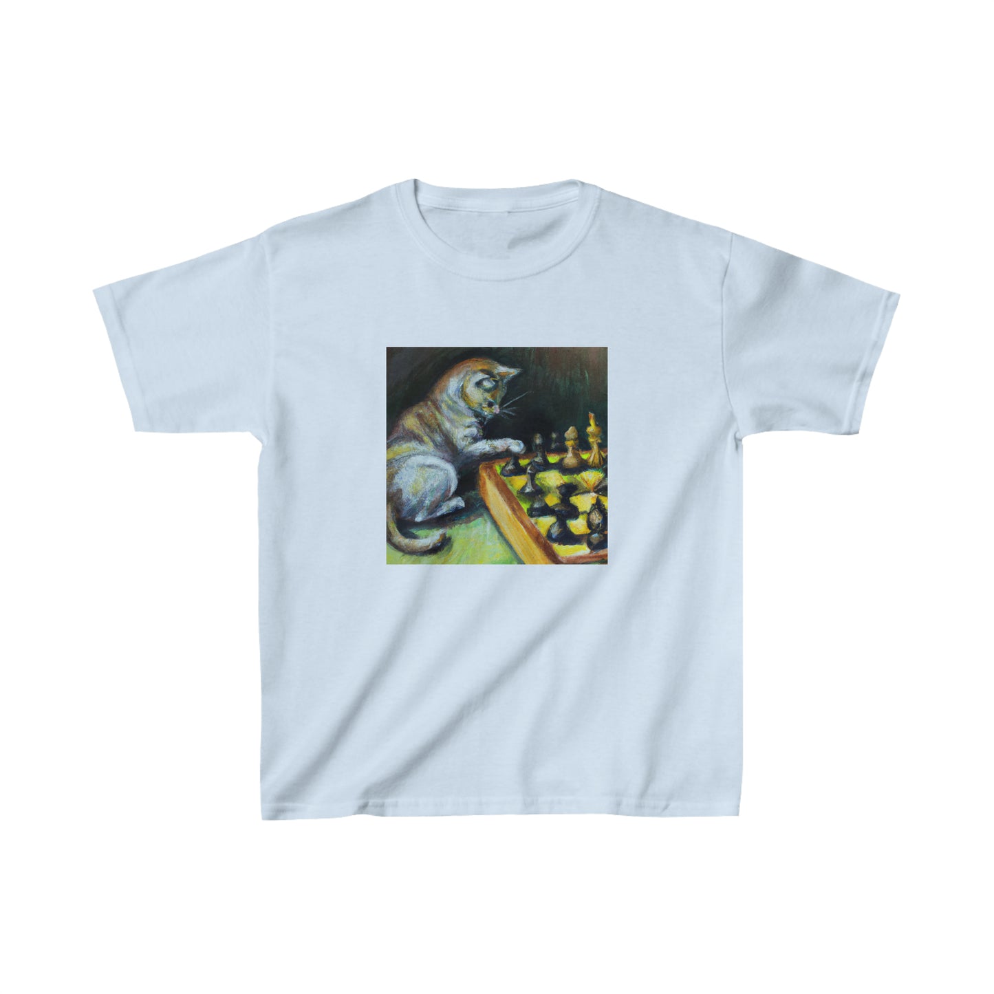 Cat playing chess, oil pastel. Kids Heavy Cotton™ Tee