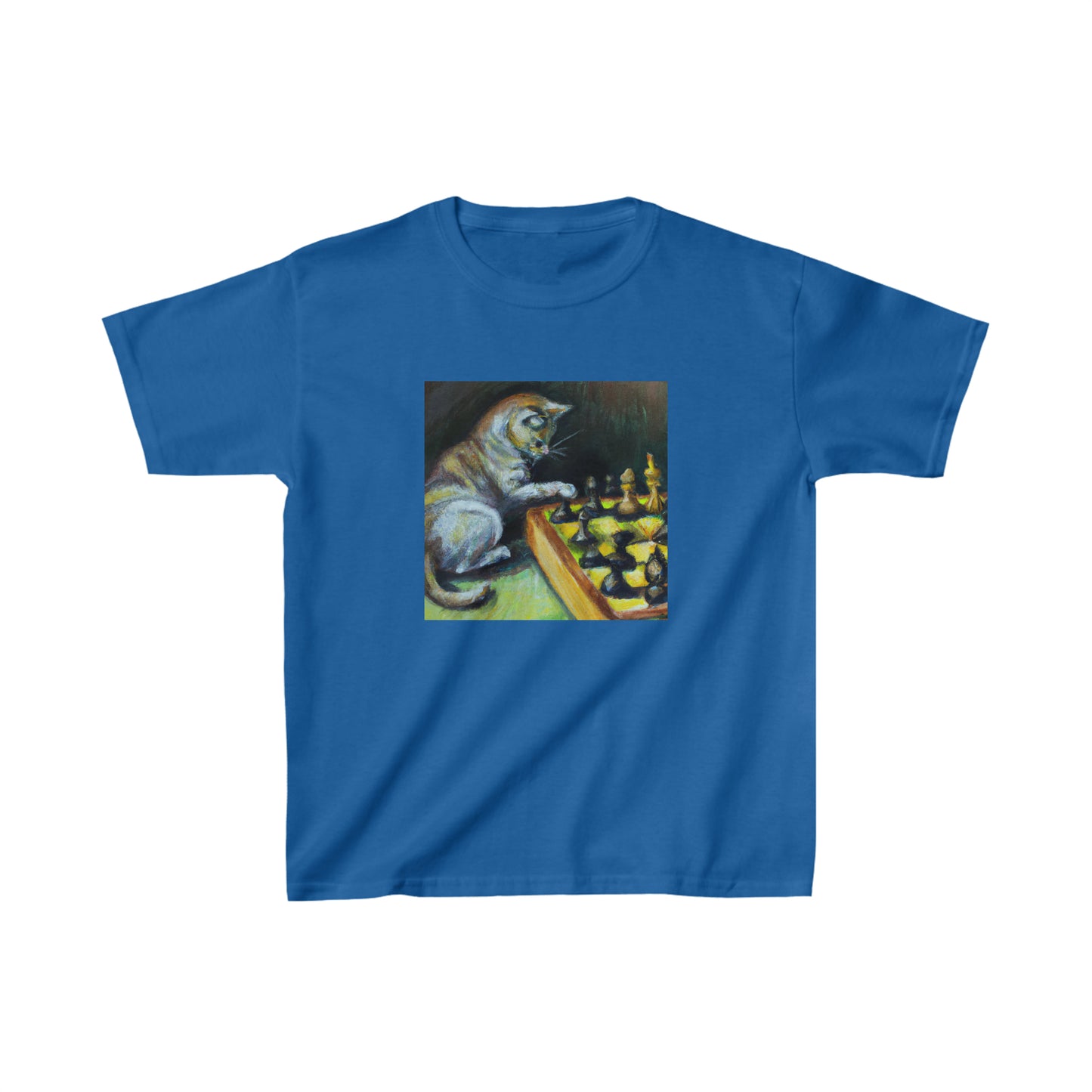 Cat playing chess, oil pastel. Kids Heavy Cotton™ Tee