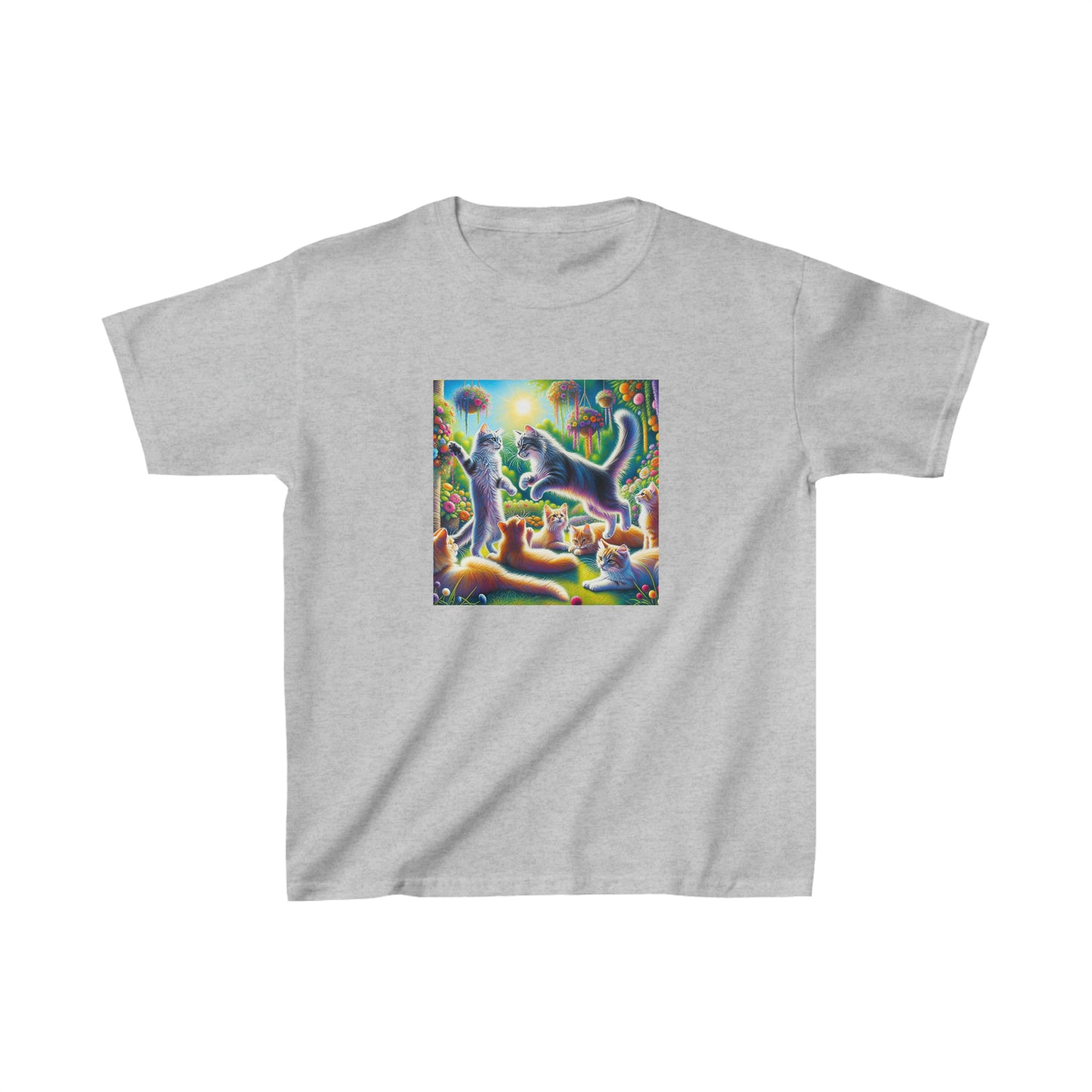 Cats playing, oil pastel, Kids Heavy Cotton™ Tee