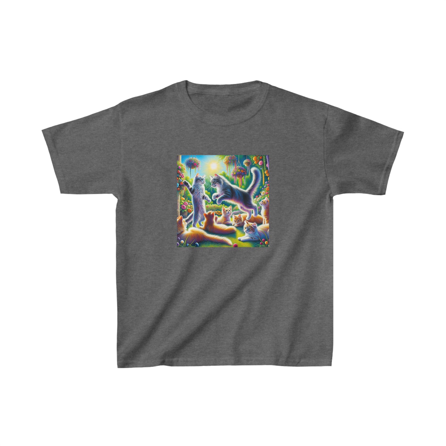 Cats playing, oil pastel, Kids Heavy Cotton™ Tee